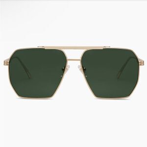 Sojos Pioneer Aviator Sunglasses. Gold Frame w/Green Lenses. New (NIB)! Unisex